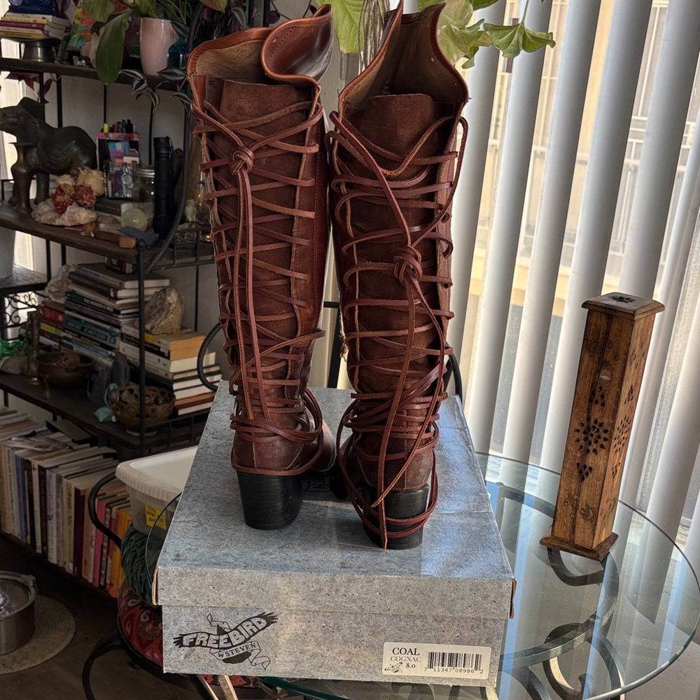 Freebird “Coal” Cognac Lace-Up Boots for Women